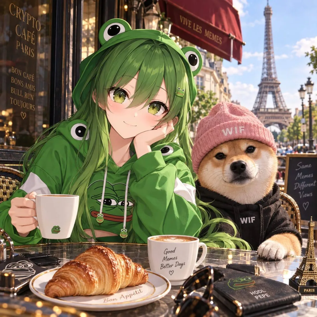 Pepe-Chan and WIF at the Crypto Café